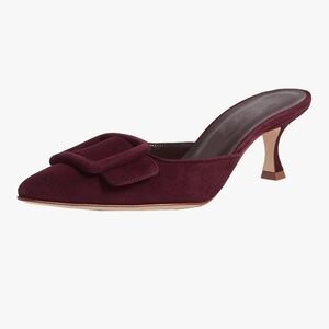 Divanne Heeled Mules for Women, Pointed Toe Slingback Pumps Buckle Kitten Heels